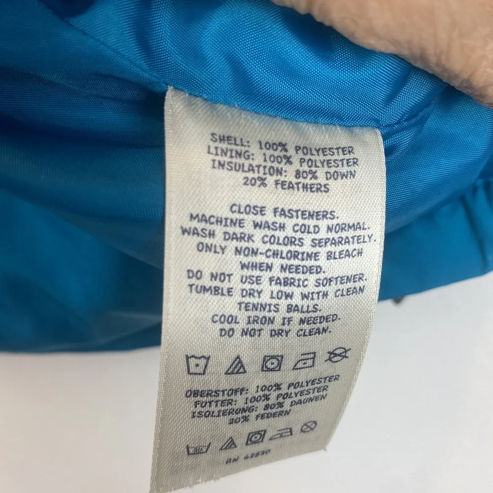 Lands End Down Puffer Vest Girls 14 Light Blue Winter Zip Jacket Read